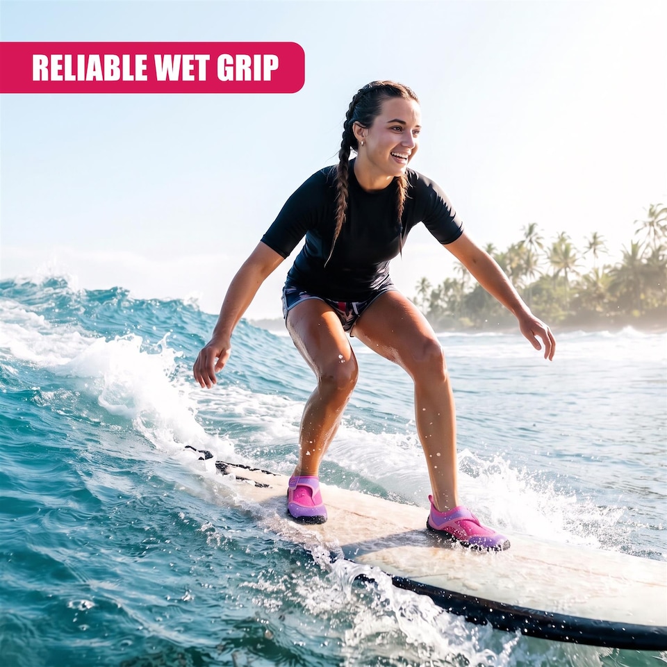 image 1 of GEEZY Aqua Water Shoes for Women Beach Surfing Holidays - Pink, UK Adult 4