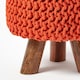 image 4 of Homescapes Burnt Orange Tall Cotton Knitted Footstool on Legs