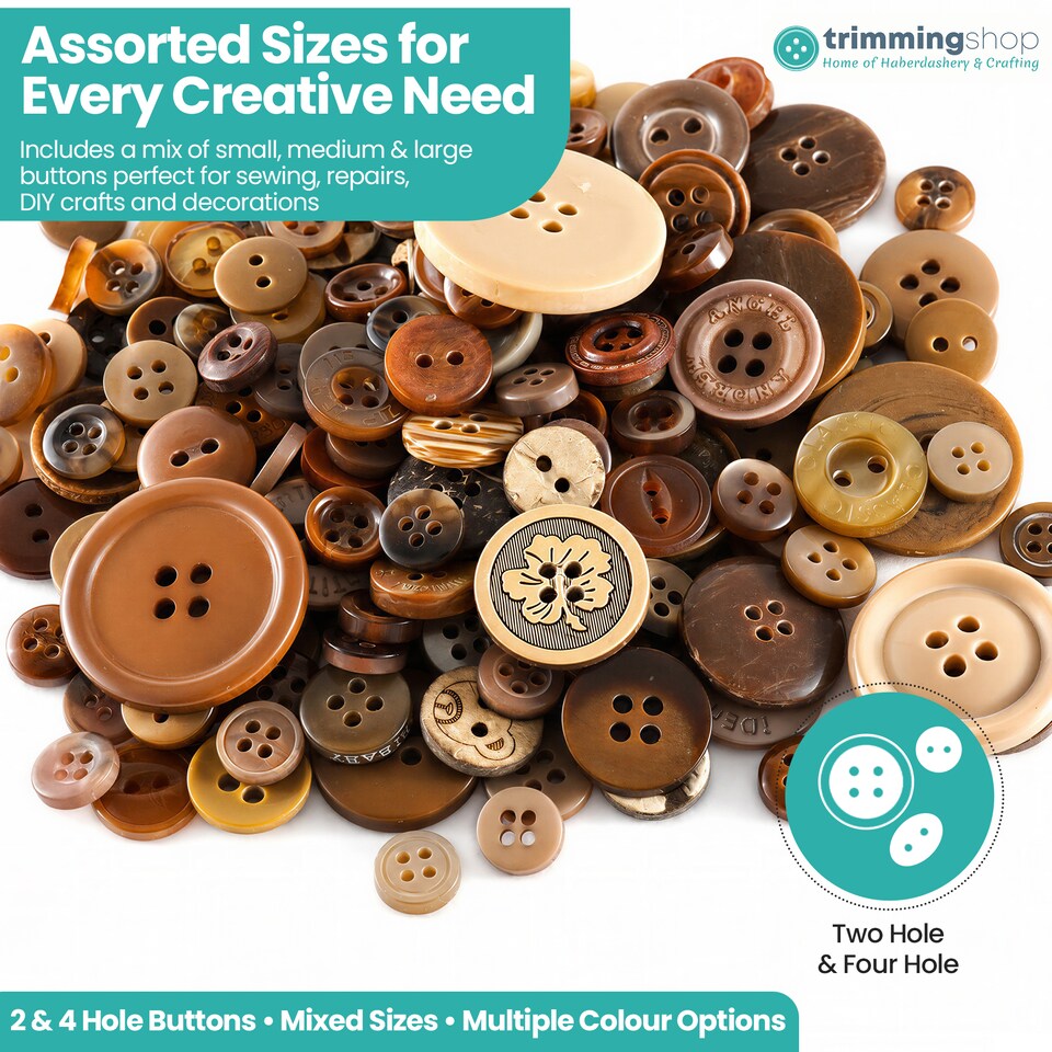 image 1 of 100g Round Resin Button, Assorted Sizes - 2 & 4 Holes