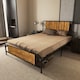 image 7 of HOMCOM 4.8ft Double Bed Frame with Industrial Wood Headboard, Steel Slat Support and 25.5cm Underbed Storage Space, 145 x 197cm, Rustic Brown