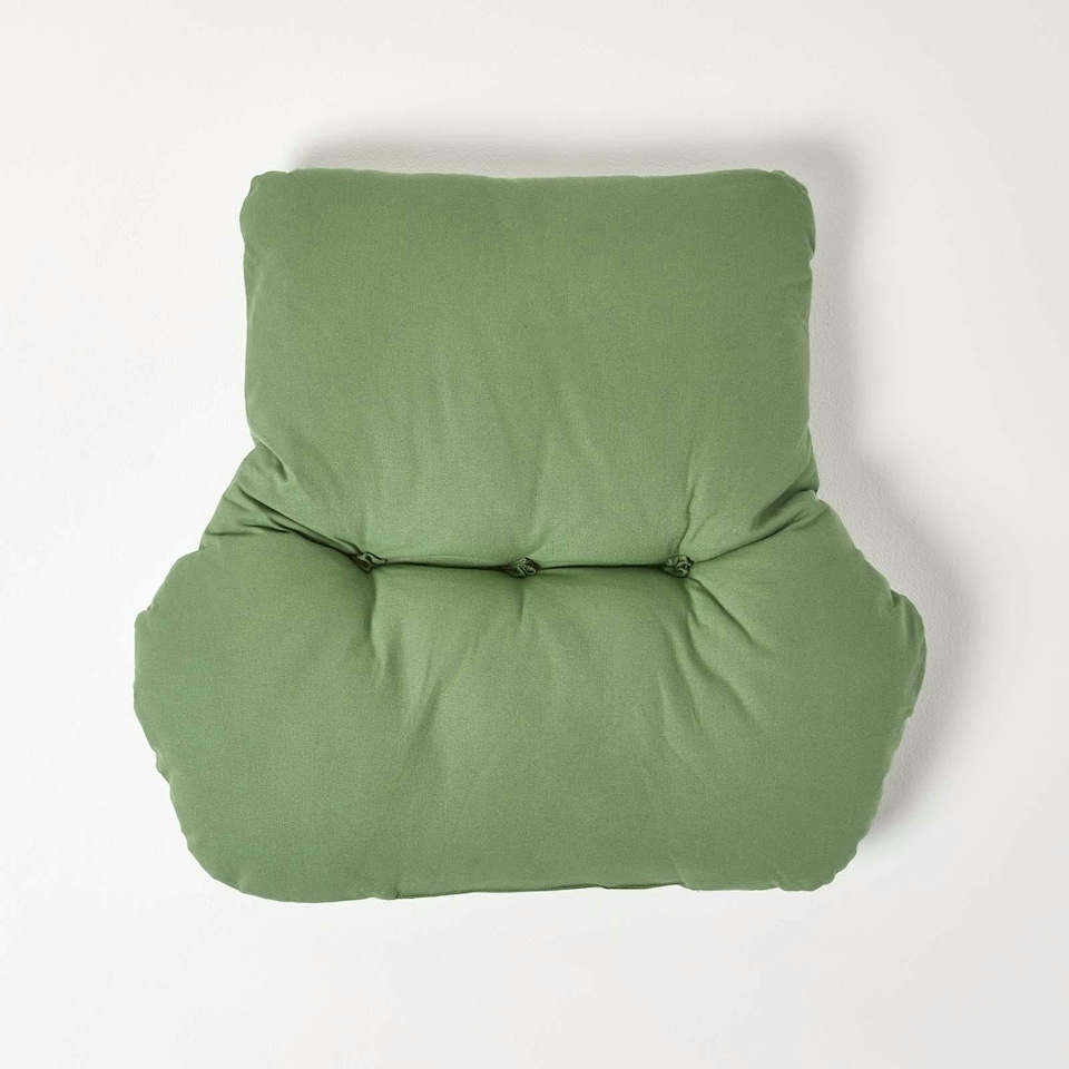 image 1 of Homescapes Forest Green Cotton Back Support Cushion | Green | Forest Green | H 58 x W 68 x D 15 cm