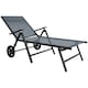 image 2 of Outsunny Folding Sun Lounger with Wheels, 5-Position Reclining Garden Lounger with Armrests, Metal Frame Portable Outdoor Reclining Chair Sunbed for Beach, Porch, Grey | Grey | Grey