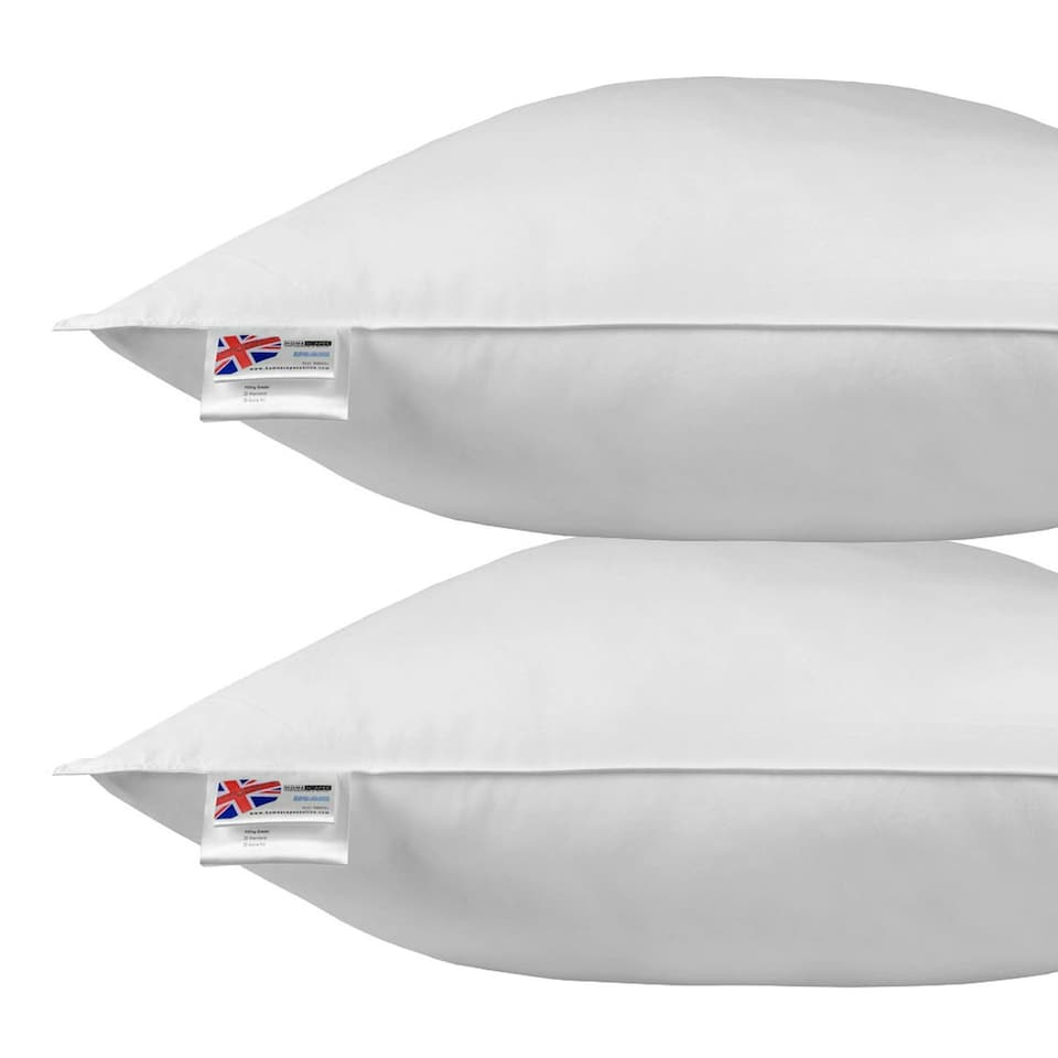 image 1 of Homescapes Goose Feather and Down Euro Continental Square Pillow Pair - 80cm x 80cm (32"x32") White