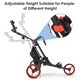 image 9 of COSTWAY 3 Wheel Golf Push Cart Folding Golf Holder Red