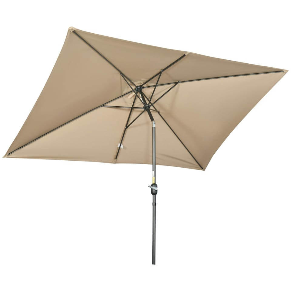 image 1 of Outsunny 3x2m Patio Parasol Canopy Tilt Crank Sun Shade Garden Khaki