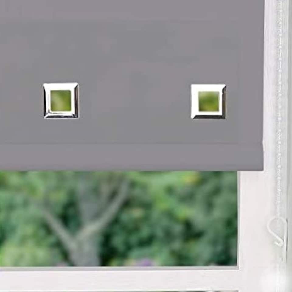 image 1 of 170cm Slate Grey Square Eyelet Edge Roller Blind | Grey | Grey