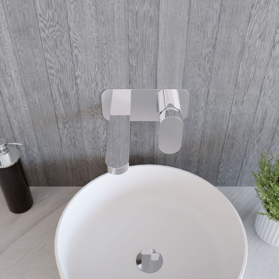 image 1 of Current Round Wall Mount 2 Tap Hole Basin Mixer Tap, Back Plate Chrome | Silver | Chrome | 1