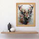 image 4 of The Butterfly Stag Abstract Soft Pastel Deer Wood Framed Wall Art Print