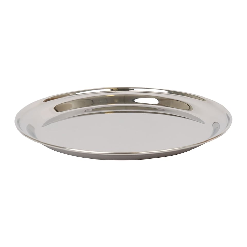 image 1 of Argon Tableware Round Stainless Steel Serving Tray - 30cm | Silver | Silver