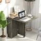 image 8 of HOMCOM Mobile Drop Leaf Dining Table Folding Desk w/ 2 wheels Storage Shelves