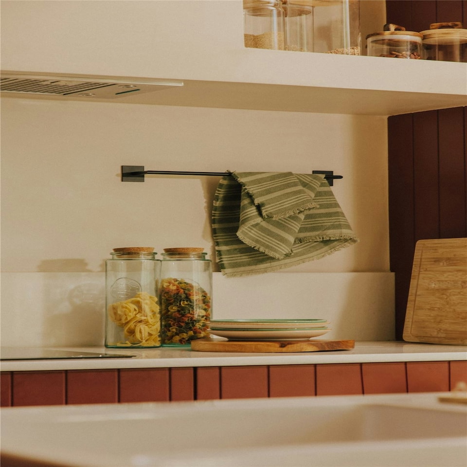 image 1 of Cosmic Wall Mounted Towel Rail w/ Metal & Self-Adhesive, Matt Finish Black-60cm