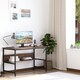 image 6 of HOMCOM 2-Tier Writing Desk Metal Frame Smooth Shelves Storage Shelf Rustic Brown