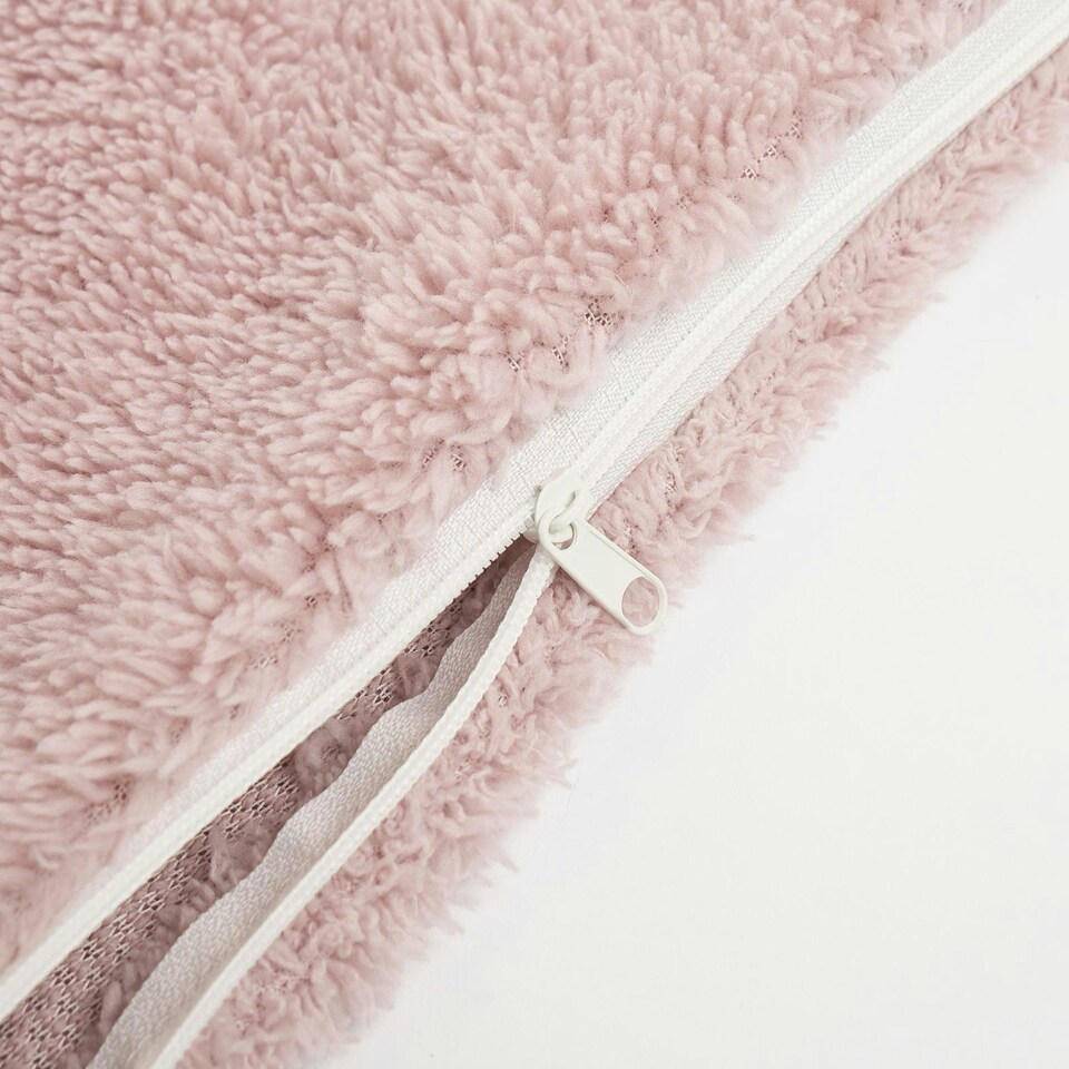 image 1 of Brentfords 2 x Soft Teddy Fluffy Fleece Cushion Covers, 45x45cm - Blush Pink