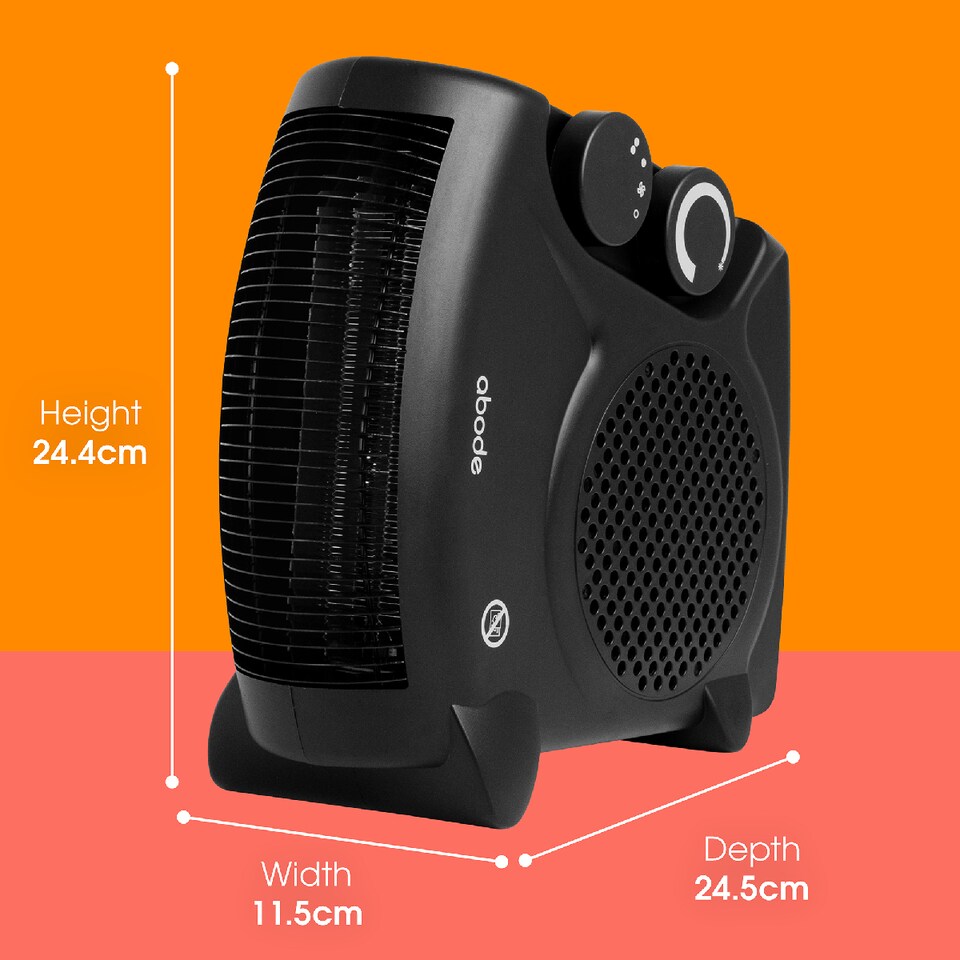 image 1 of Abode AFH1001B Electric Heater Black 2000W Cooling Fan Mode with 2 Heat Settings