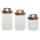 image 1 of 3 Tubs Home ESPRIT Brown Transparent Acacia Borosilicate Glass 650 ml 900 ml 1 L 3 Pieces