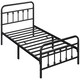 image 2 of Yaheetech 3ft Single Vintage Iron Platform Bed with High Headboard Black