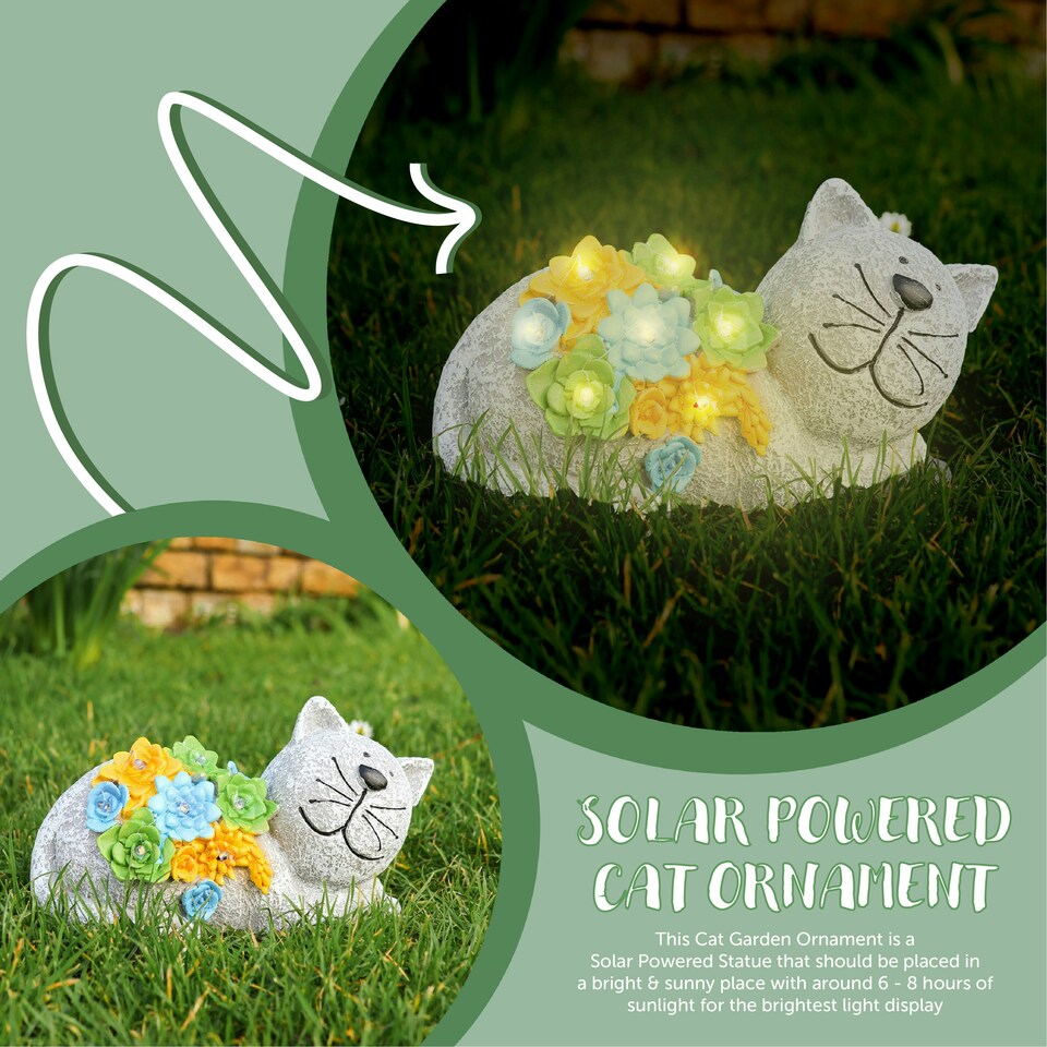 image 1 of Solar Cat Statue Garden Ornaments Outdoor Decorations