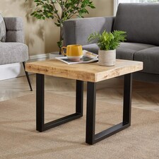 Rectangular Table Mango Wood Solid Iron Legs Home Living Furniture Unit | Brown