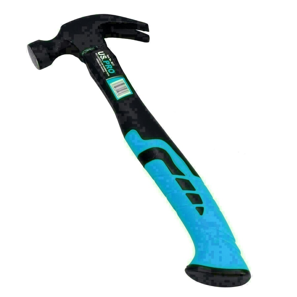 image 1 of 8oz Curved Claw Hammer with Fibreglass Handle Nail Screw Remover Removal