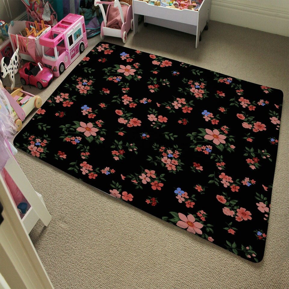 image 1 of Beautiful Pink Flowers (Rug) Pink | Large: 140x200cm