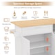 image 2 of VILUXE Mobile Kitchen Island with Foldable Worktop, Drawer, Adjustable Cabinets, 3 Door Spice Racks, Towel Rail and 5 Wheels, White and Natural Wood