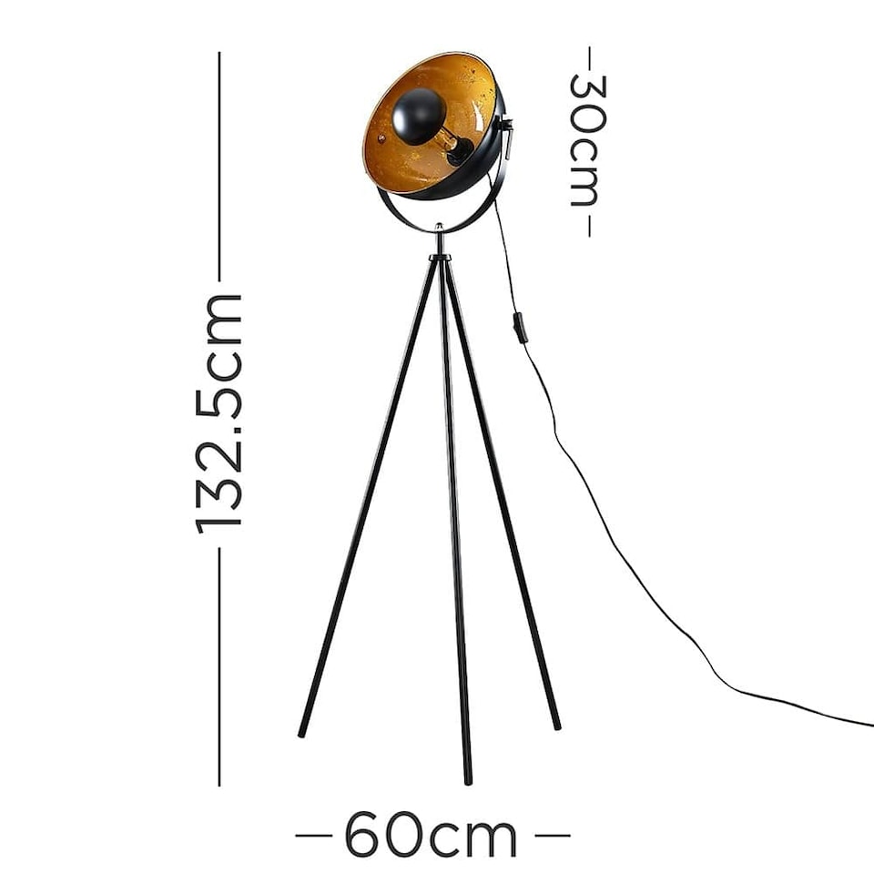 image 1 of ValueLights Morpho Gloss Black Floor Lamp and E27 Pear LED 4W Warm White 2700K Bulb | Black