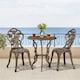 image 3 of Yaheetech 3 Piece Patio Bistro Table Set with Umbrella Hole-Bronze | Bronze | Bronze | 1
