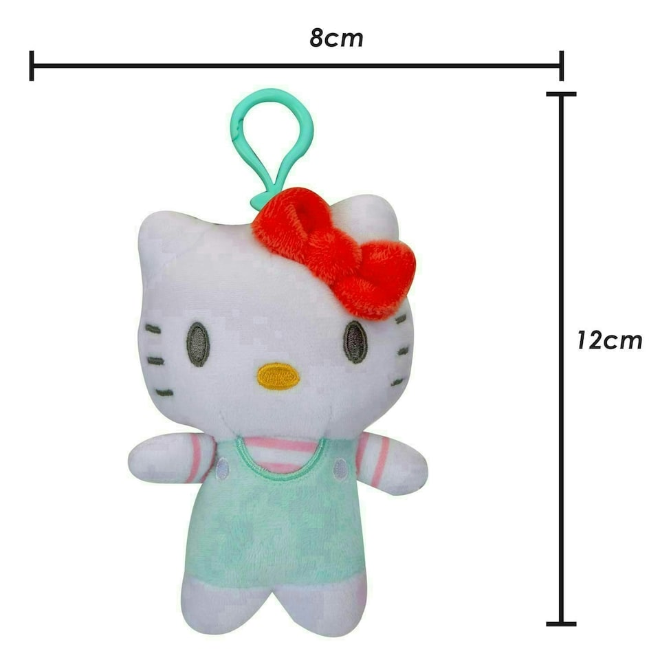 image 1 of Hello Kitty Soft Toy Clip On Kitty Cute Plush Huggable Cuddly 12cm Blue