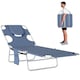 image 1 of Outsunny Sun Lounger with Reading Hole, Folding Garden Lounger, Grey