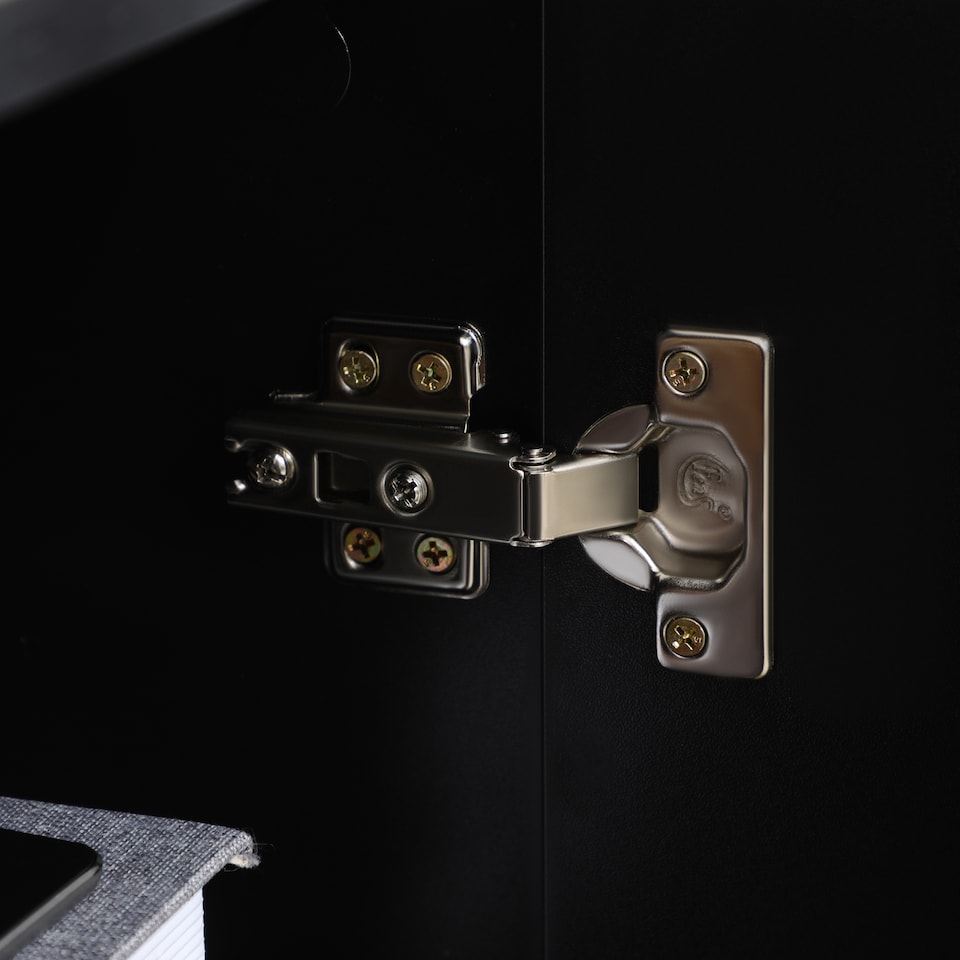 image 1 of HOMCOM High Gloss Storage Cabinet, Freestanding Storage Cupboard with Adjustable Shelves for Living Room, Bedroom, Hallway, Black