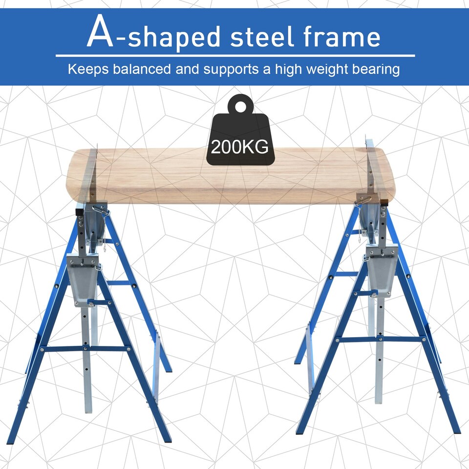 image 1 of HOMCOM 2-piece steel sawhorse set Telescopic building