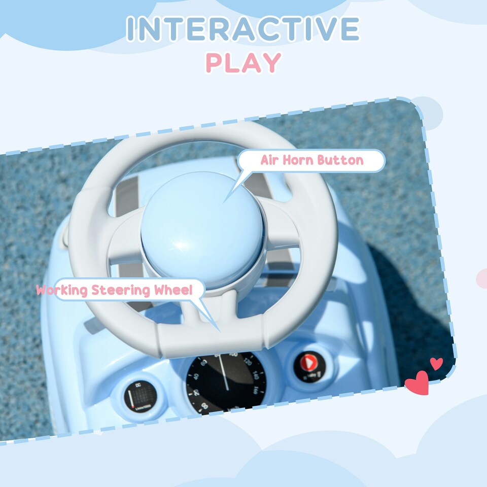 image 1 of AIYAPLAY Ride On Car Foot To Floor Sliding Car w/ Air Horn - Light Blue
