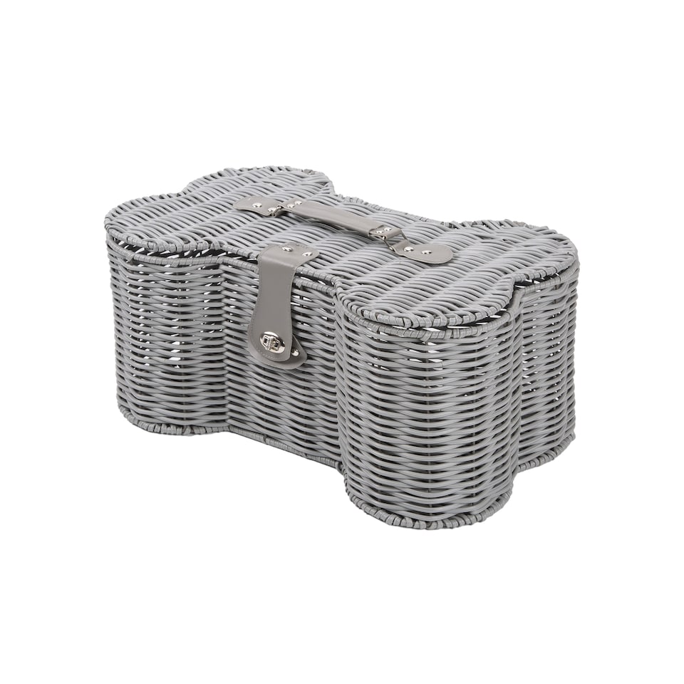 image 1 of Wickerfield Bone-Shaped Lidded Pet Toy Storage Basket with Handle