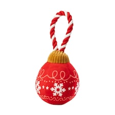 House Of Paws Christmas Bauble Rope Dog Toy - Red/ White - One Size