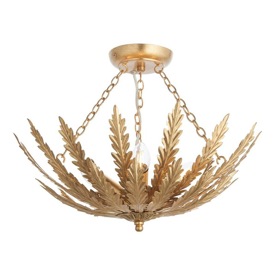 image 1 of Delphine Decorative Gold Layered Leaf Semi Flush Ceiling Light