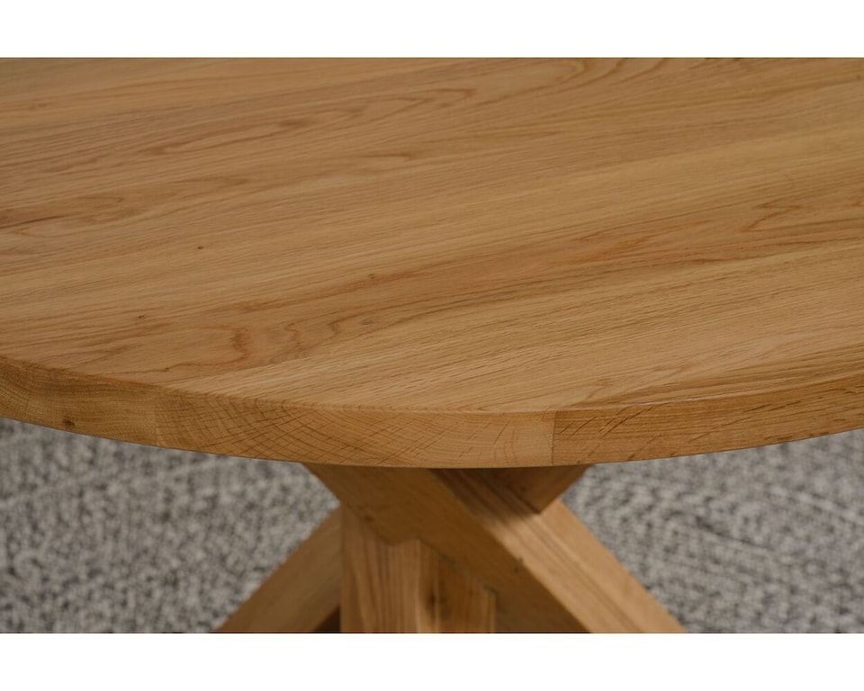 image 1 of Oregon Round Oak Dining Table and 4 Montana Leather Chairs | Black | Black | 1