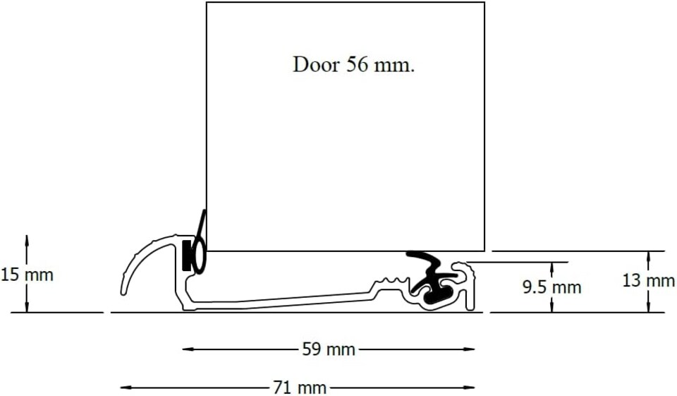 image 1 of Exitex Macclex 15/56 Aluminium Door Threshold Draught Excluder Cill for 56mm Doors, 914mm | Black