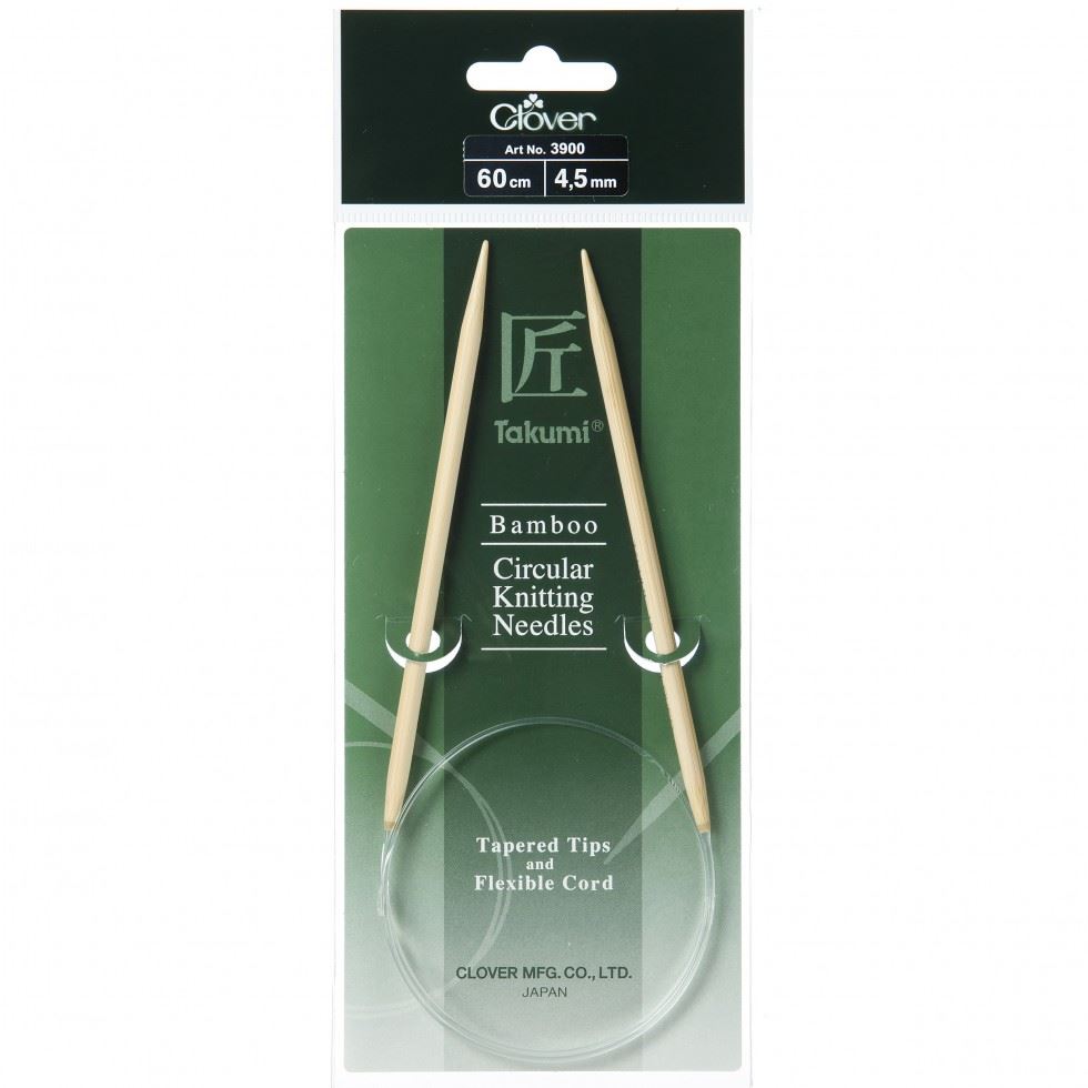 Clover Knitting Pins: Circular: Fixed: Takumi Bamboo: 60cm x 4.50mm