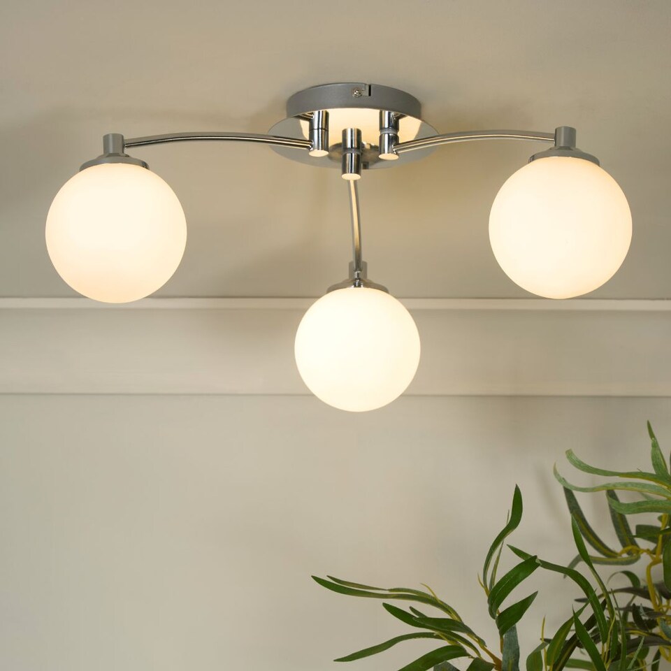 image 1 of Navarro 3 Light Chrome Semi Flush Ceiling Light