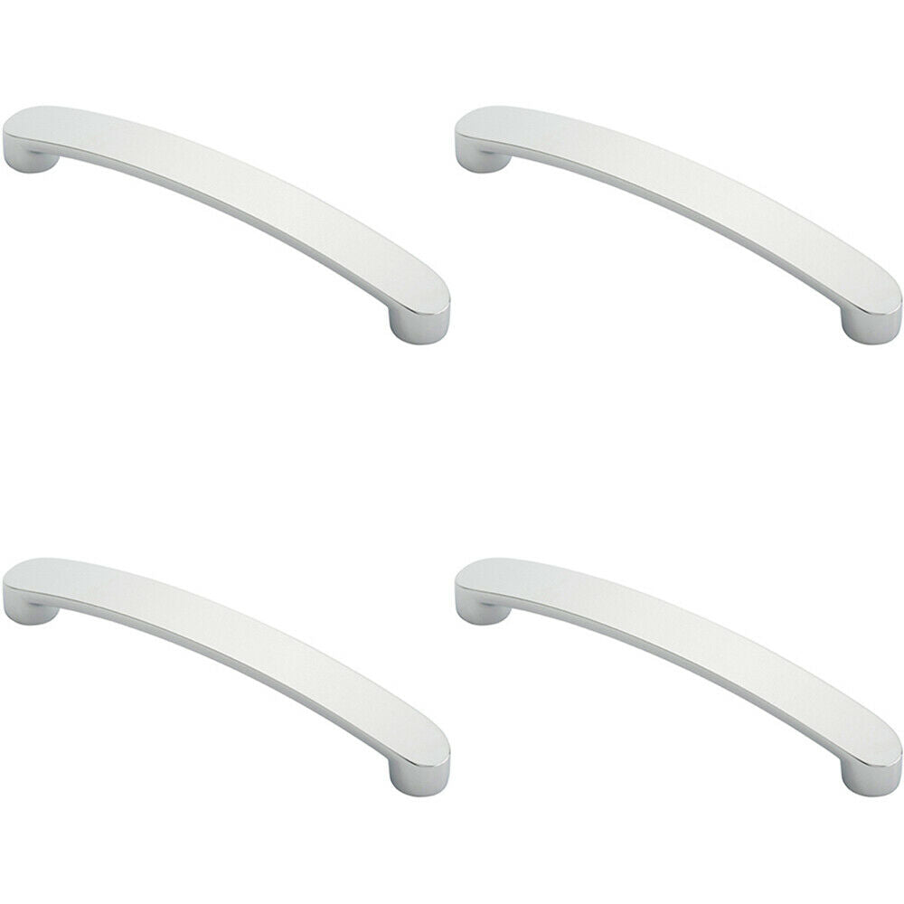 Loops 4x Flat Fronted Bow Pull Handle 140 x 12mm 128mm Fixing Centres Polished Chrome