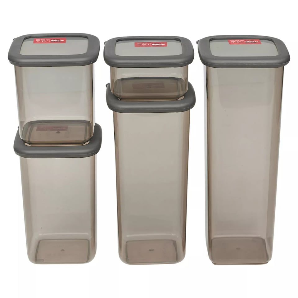 image 1 of 5Pc Airtight Stackable Food Storage Container Kitchen Set BPA Free Cupboard Pack