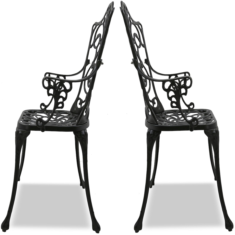 image 1 of Centurion Supports Tabreez 2-Large Garden and Patio Bistro Chairs with Armrests in Cast Aluminium Black
