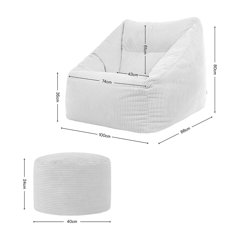 image 1 of Natalia Large Beanbag Corduroy Sage Green | Green | Green | XL | 2