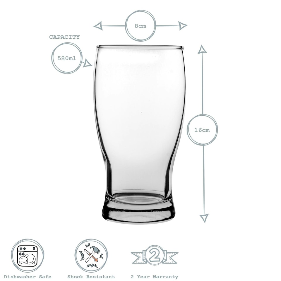 image 1 of LAV Belek Classic Pint Beer Glasses - 580ml - Clear - Pack of 6 Clear