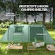 image 4 of Outsunny 3-4 Man Camping Tent, Large Family Tunnel Tent with Bedroom and Living Room, 3000mm Waterproof, Portable with Bag, for Fishing Hiking Festival, Grey | Grey | Grey