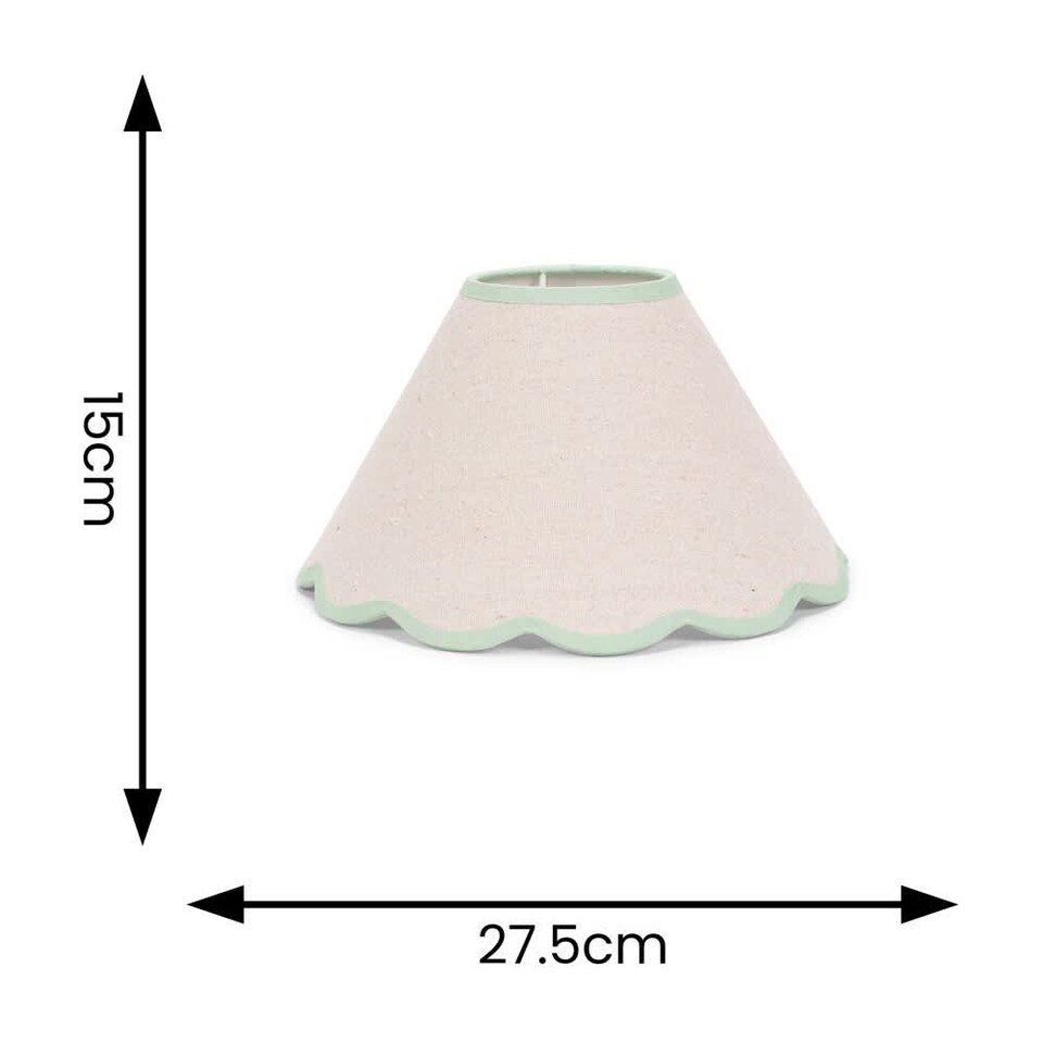 image 1 of ValueLights Florie Natural Small Taper Lamp Shade Scallop Green Trim | Green