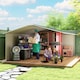 image 9 of Outsunny 13 x 11ft Metal Garden Shed, Outdoor Storage Tool House with Ventilation Slots, Foundation Kit and Lockable Double Doors, Green