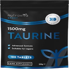 Nutravita Taurine Supplement 1500mg - Vegan Amino Acids - Sports Supplement for Men & Women - Made in The UK - 180 High Strength Taurine Tablets