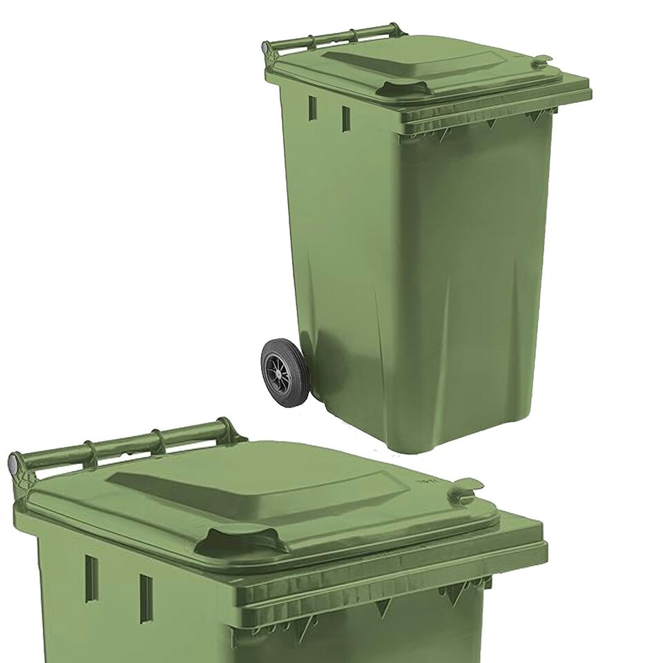 image 1 of Large 240 Litre Green Coloured Outdoor Council Wheelie Bins Complete With Lid And Wheels | Green