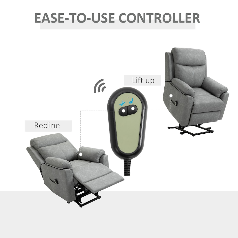 image 1 of HOMCOM Power Lift Chair Electric Riser Recliner with Remote Control, Grey